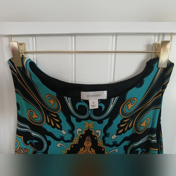 Dressbarn Teal and Gold Patterned Dress - Picture 2 of 3